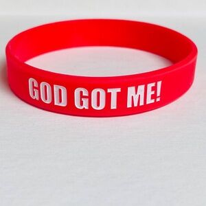 New | Women/Men/Boy/Girl | God Got Me Isaiah 41:10 | 1 Red Silicone Wristband